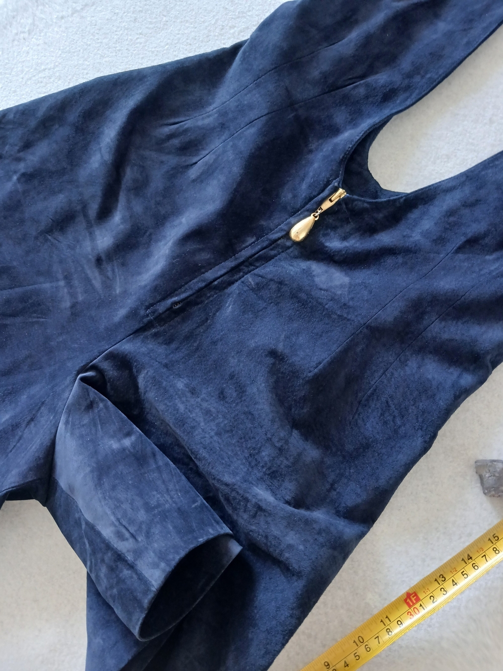 Danier Suede Vintage 90's Navy Pinafore Romper - Picture 5 of 16